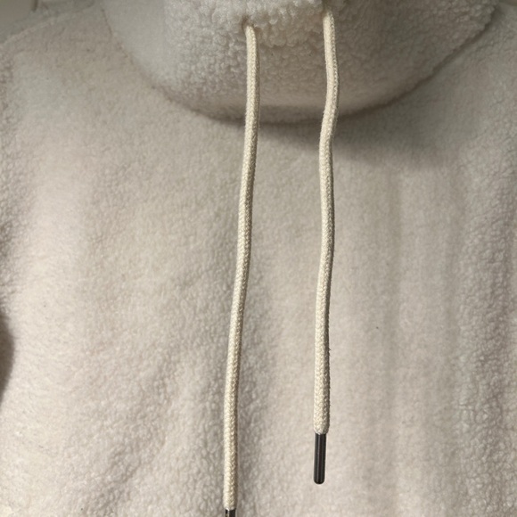 Brooks Brothers Ivory White Teddy Pullover Drawstring Mock Neck Sweatshirt Sz S - Picture 5 of 9